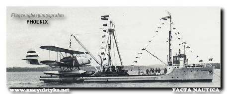 Niemiecka lotnicza eksperymentalna jednostka PHOENIX z wodnosamolotem Heinkel na pok�adzie. Rok 1931.