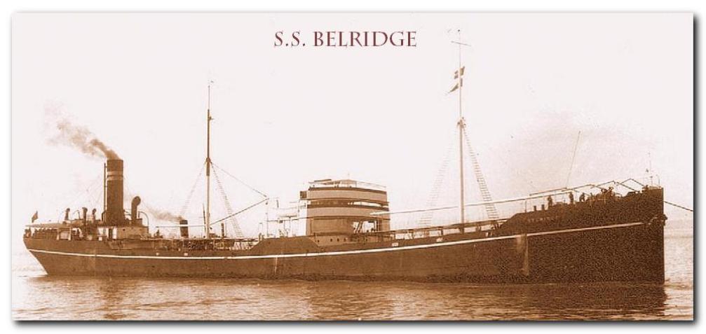 The Norwegian tanker BELRIDGE was torpedoed by a German submarine U-8  in 1915.
