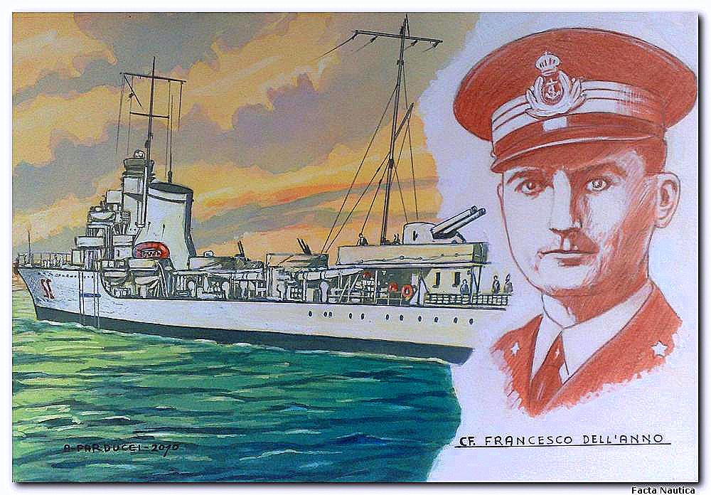 Capitano di fregata Francesco dell'Anno and the Italian destroyer SCIROCCO.