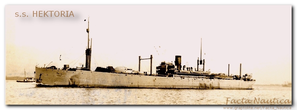 The whale oil refinery ship HEKTORIA was torpedoed and sunk by German submarines in the North Atlantic.
