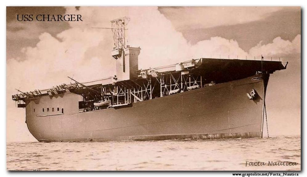 The American escort aircraft carrier USS CHARGER.