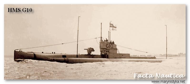 Brytyjski okrêt podwodny typu 'G' - HMS G10.The British 'G'-class submarine HMS G10.