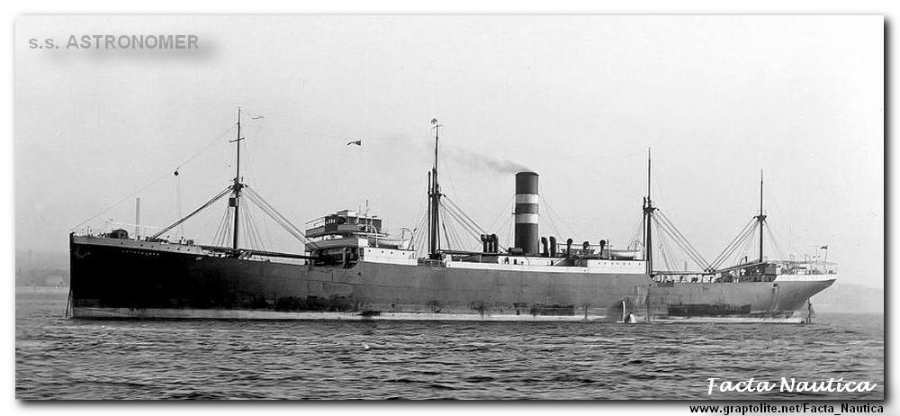 The Harrison merchant vessel ASTRONOMER was taken over by the Admiralty. She was sunk by an U-boat on June 2nd, 1940.