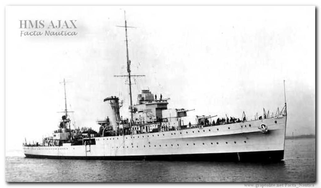 The light cruiser HMS AJAX.