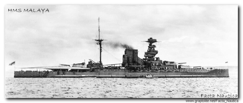 The British battleship HMS MALAYA (Queen Elizabeth class)